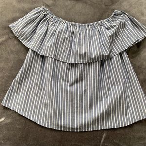 Target blue and white stripe off the shoulder top